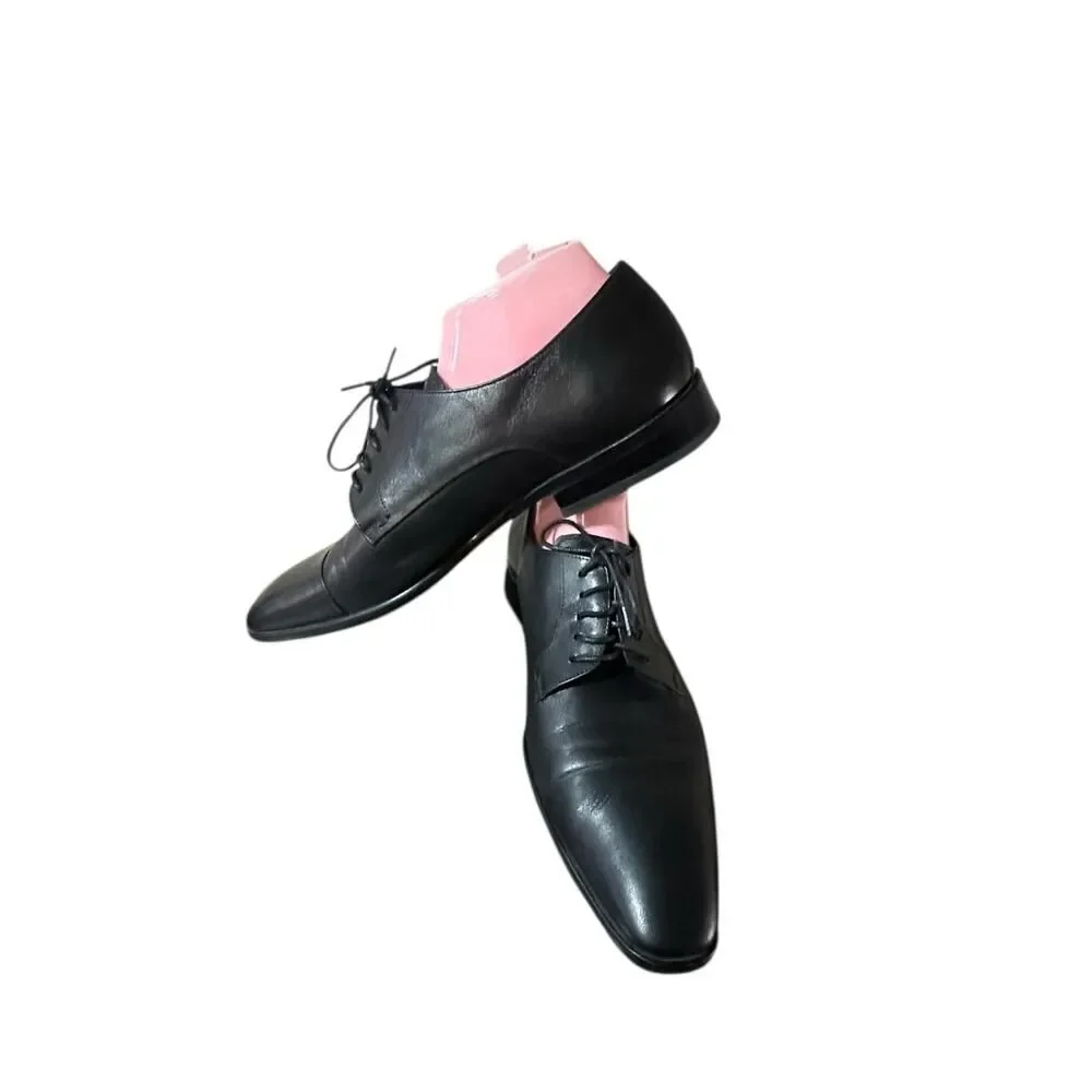 Michael Alba Exklusive Schuhe Black Leather Derby Handmade Germany Sz 43 US 10